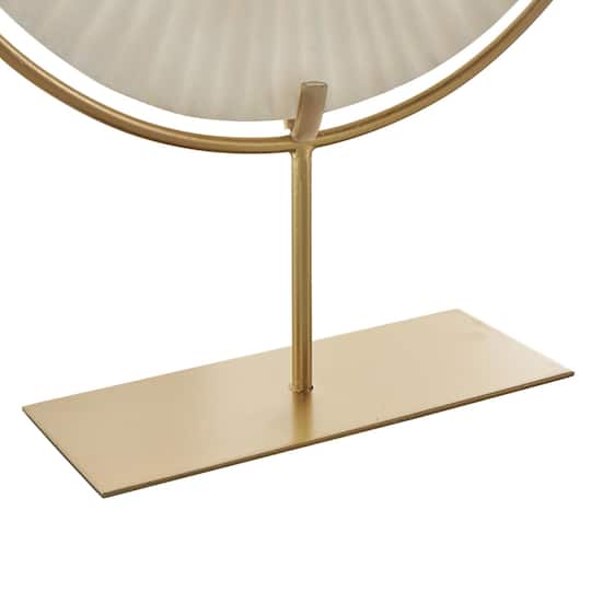 19" Cream & Gold Circle Disk Decorative Sculpture